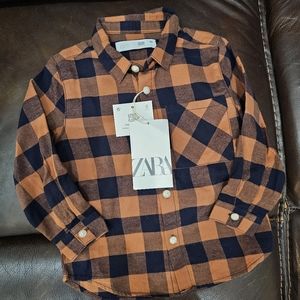 Zara Plaid Button up Shirt, 18-24 month